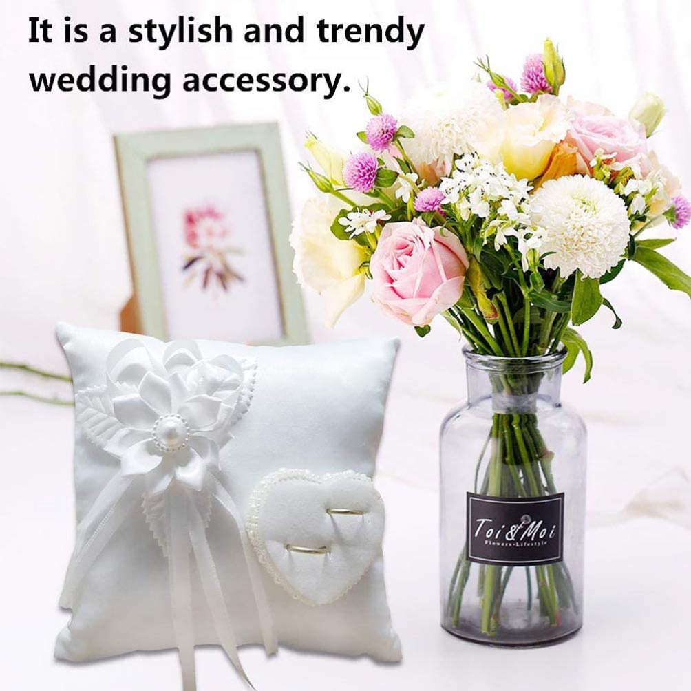 Veemoon elegant white satin wedding pillow enhances ceremony aesthetics