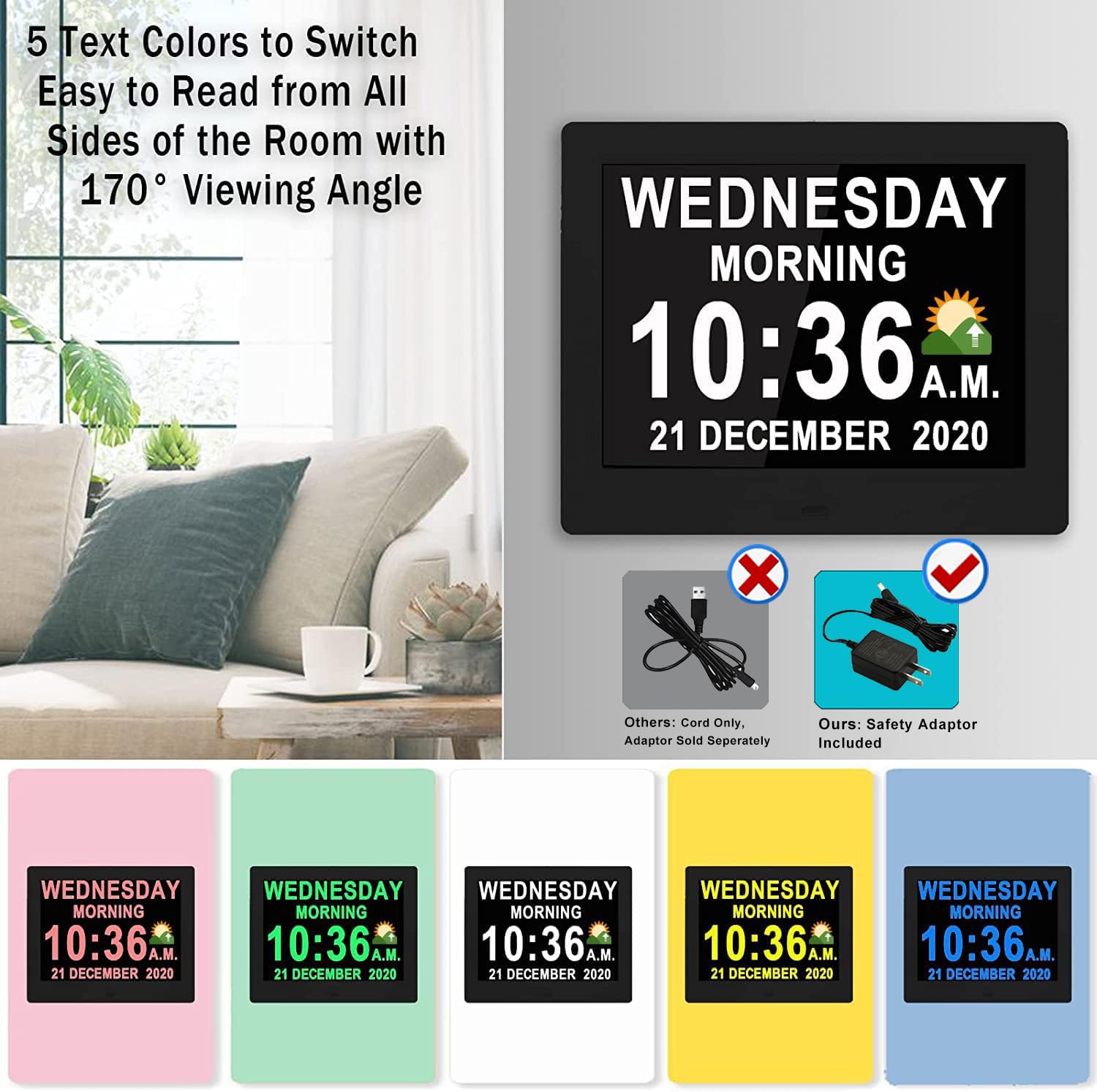 Véfaîî 12/24-hour formats allow preferred time display.