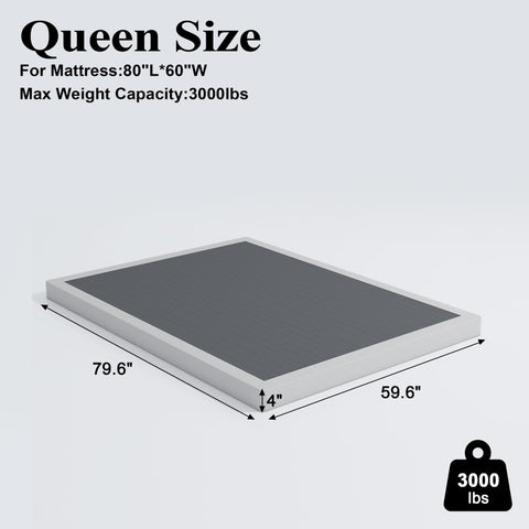 Vehowy 4-Inch Queen Box Spring on a bed frame providing stable nightly support.