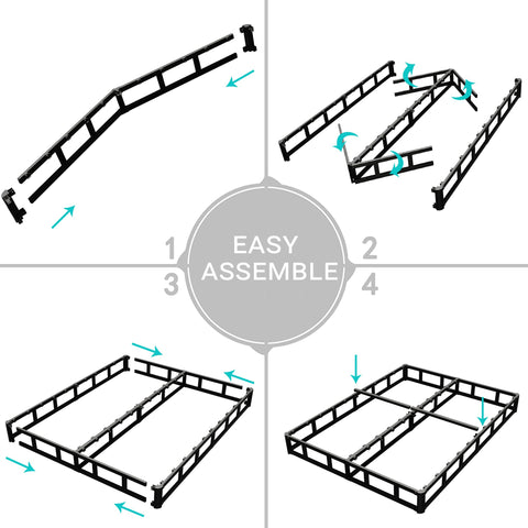 Vehowy 4-Inch Queen Box Spring placed on floor for versatile setup in small spaces.