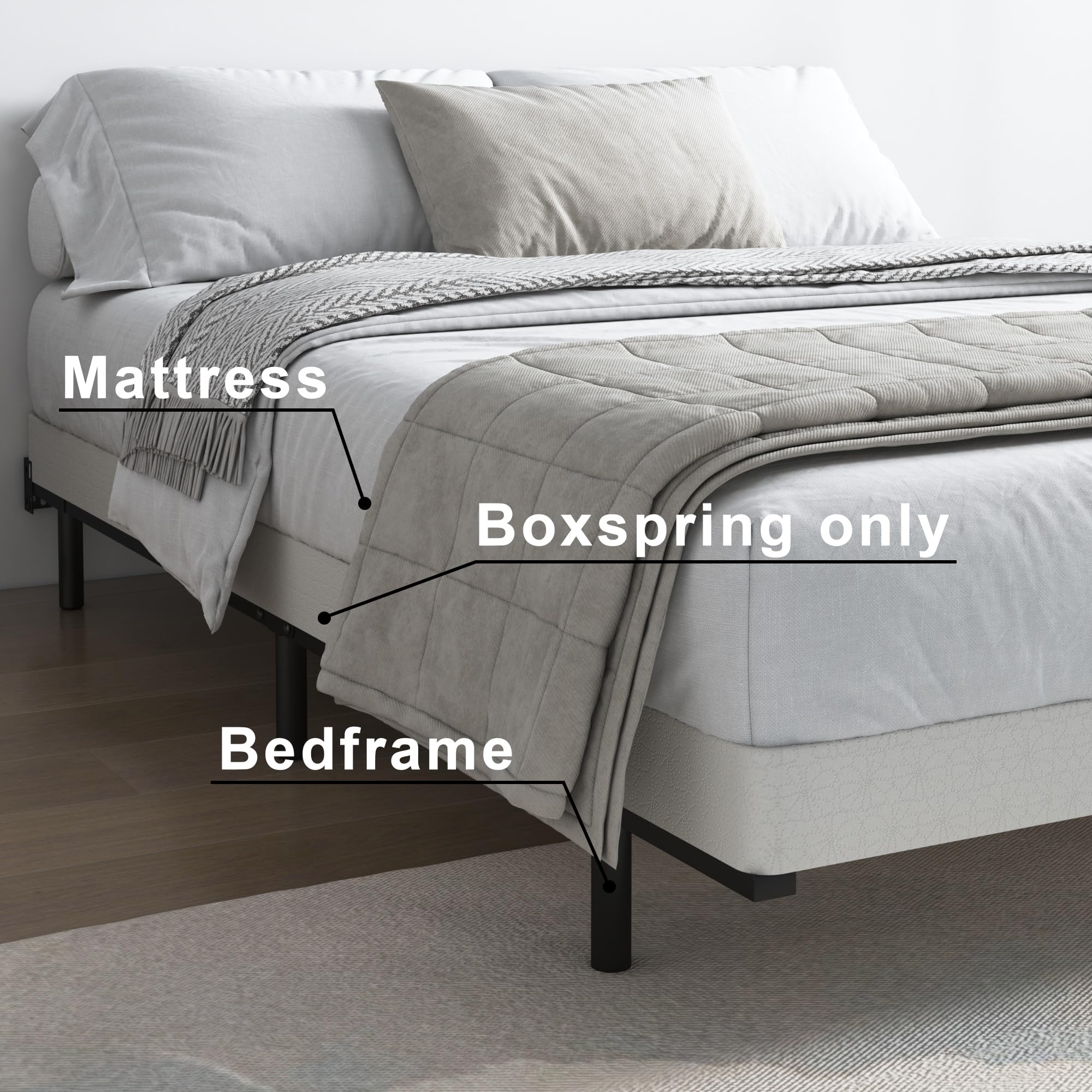Vehowy box spring queen floor compatibility visual shows versatile placement
