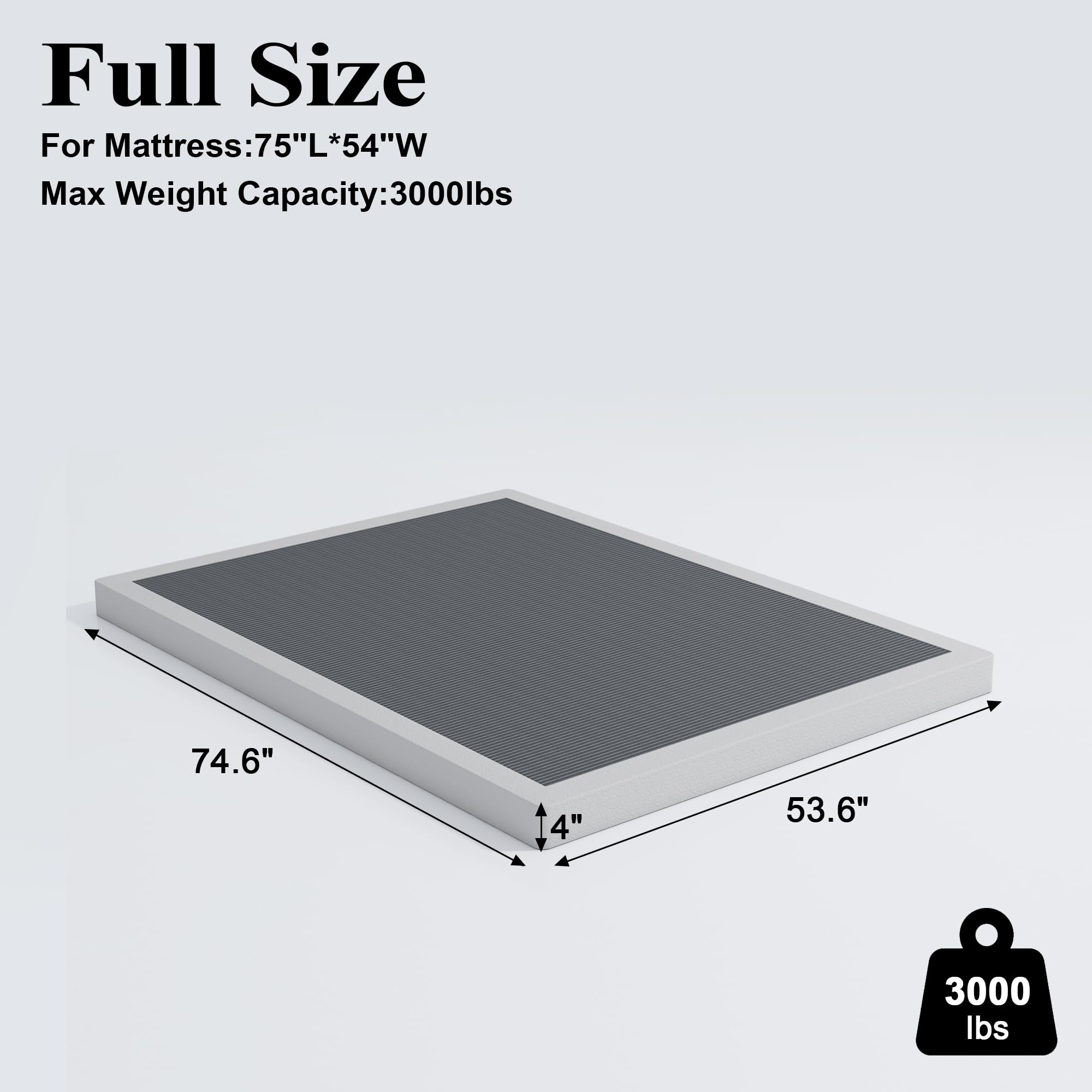 Vehowy full-size box spring fits bed frames or floor setups for flexibility