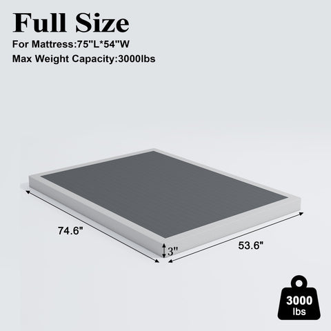 Vehowy heavy-duty metal box spring full bed side profile shows robust support.