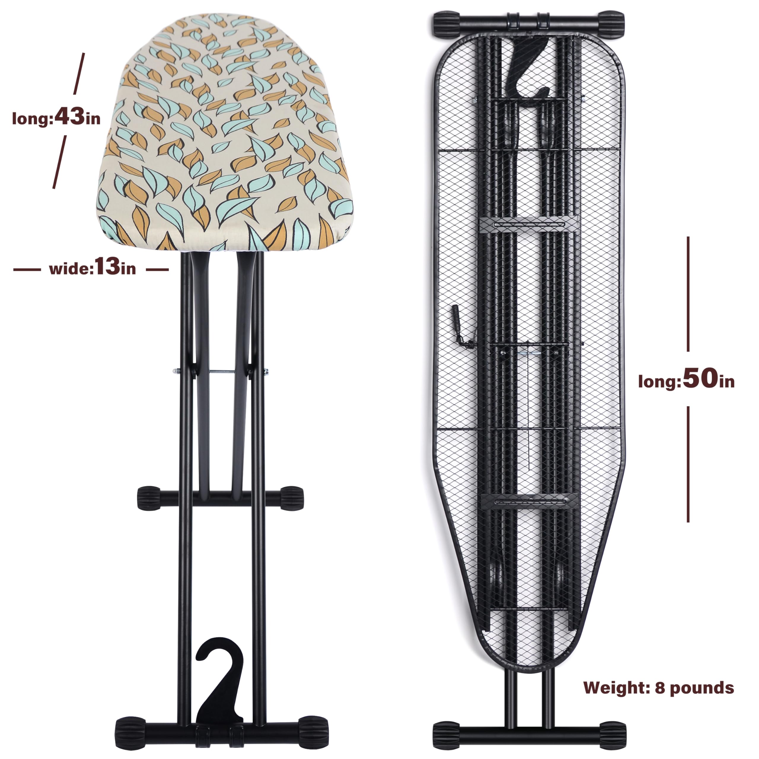 Veiox ironing board sturdy legs provide wobble-free stability during pressing.