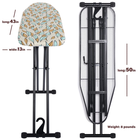 Veiox ironing board sturdy legs provide wobble-free stability during pressing.