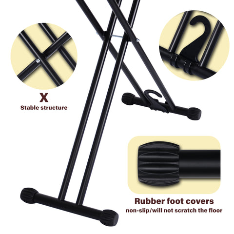 Veiox ironing board height adjustment enables ergonomic seated or standing use.