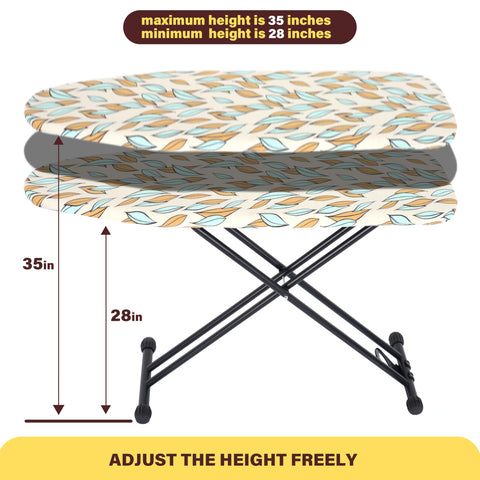 Veiox ironing board large 43 by 13 inch surface accommodates garments.