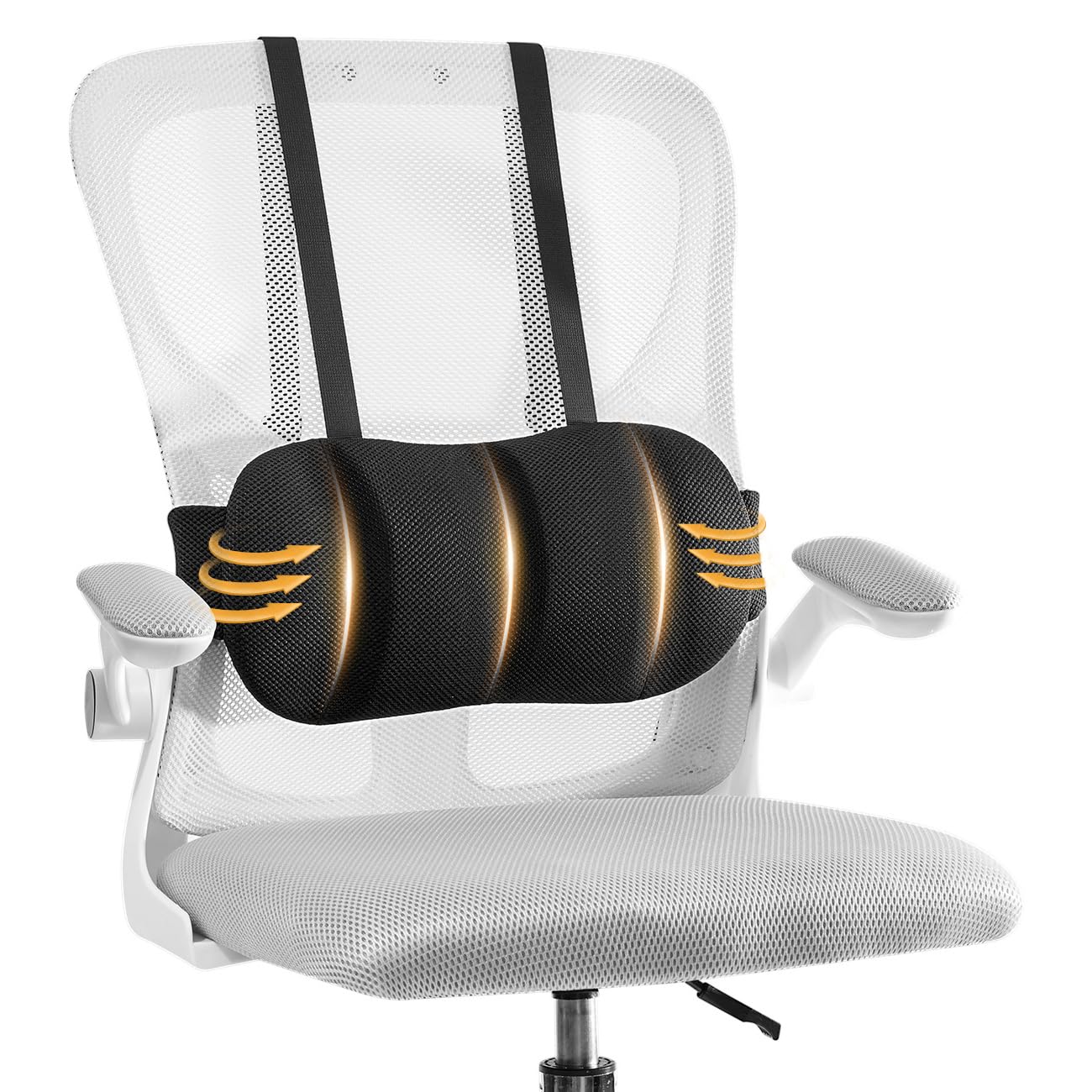 Veitail lumbar pillow with adjustable strap provides customizable chair support.