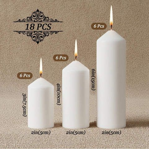 Veiuwa 18-pack white pillar candles 2x4 inch offers layered ambiance for gatherings