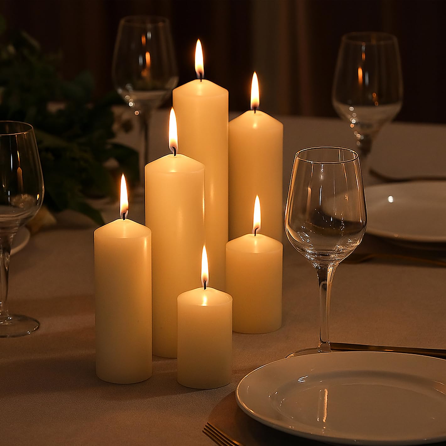 Veiuwa pillar candles enhance intimate dinners with warm subtle light