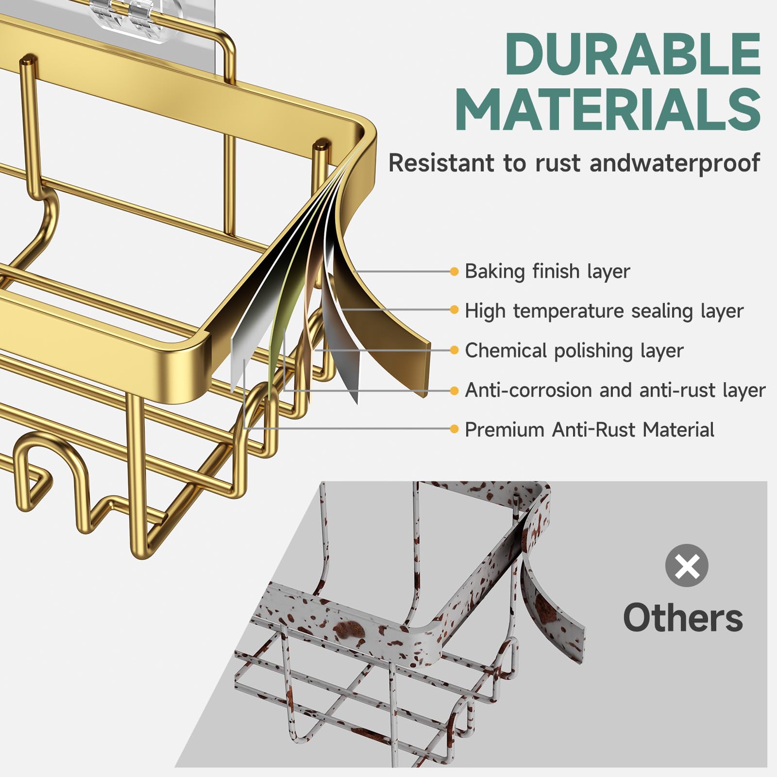 Veken adhesive shower caddy small keeps essentials accessible in compact spaces.