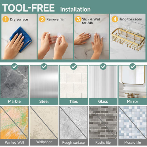 Veken adhesive system installs quickly with no drilling required.