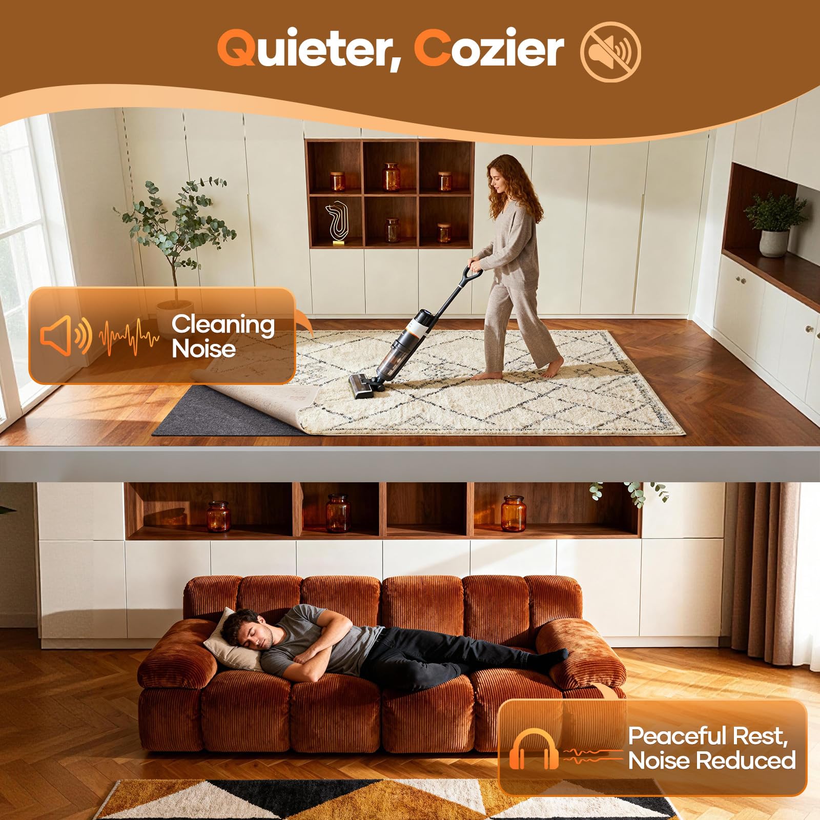 Veken anti-slip rug pad underlay provides multi-surface versatility