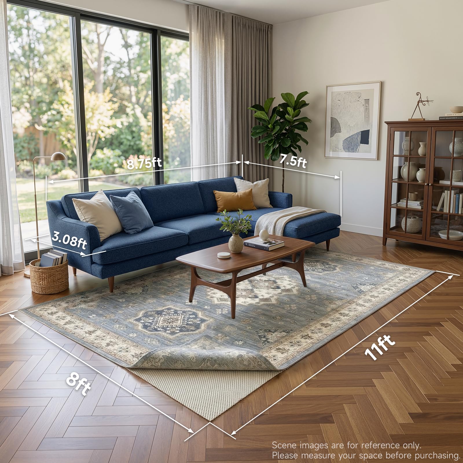 Veken rug pad works on most floors, avoid vinyl or heated surfaces.