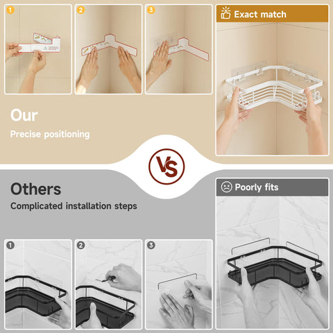 Veken corner shower caddy 5-pack provides versatile bathroom storage.