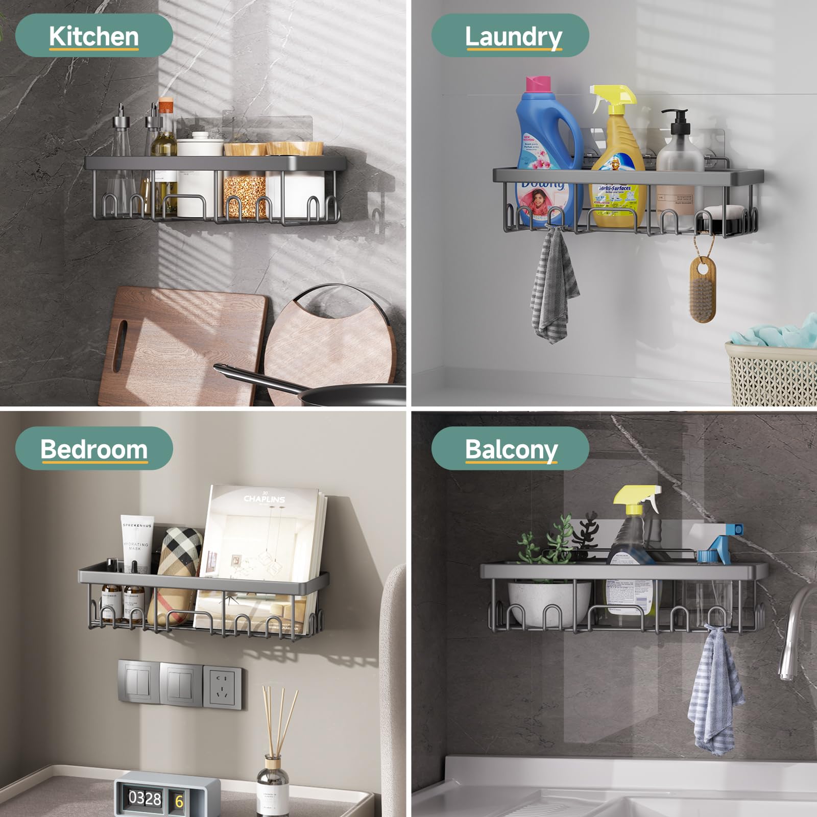 Veken dorm bathroom organization showing compact, efficient storage for students.