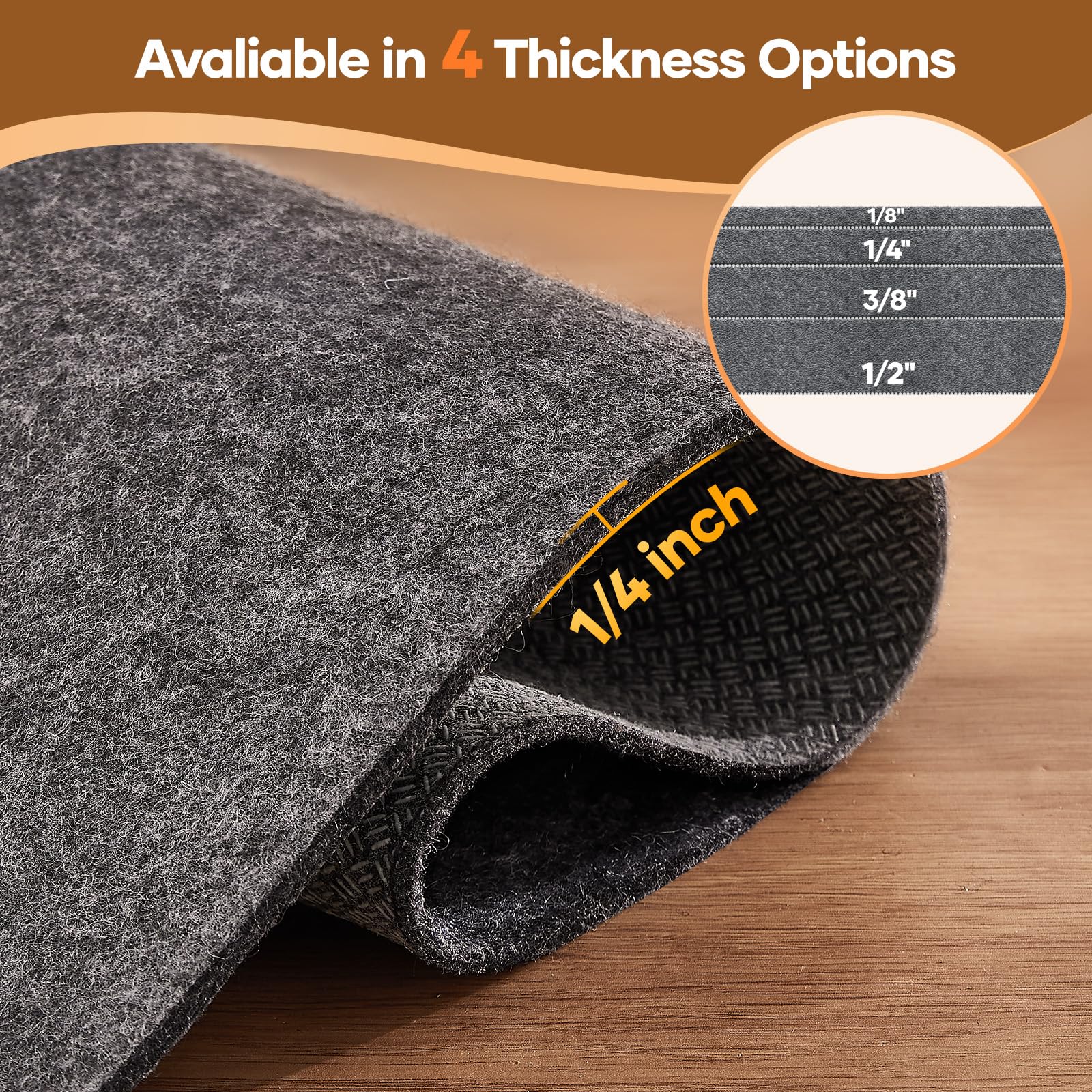 Veken felt-backed rug pad provides stable cushioning and rug longevity.