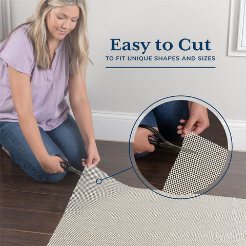 Veken rug pad provides durable cushioning and floor protection under rugs.