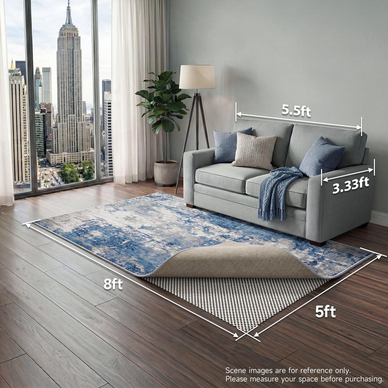 Veken durable rug pad protecting floors from wear and heels