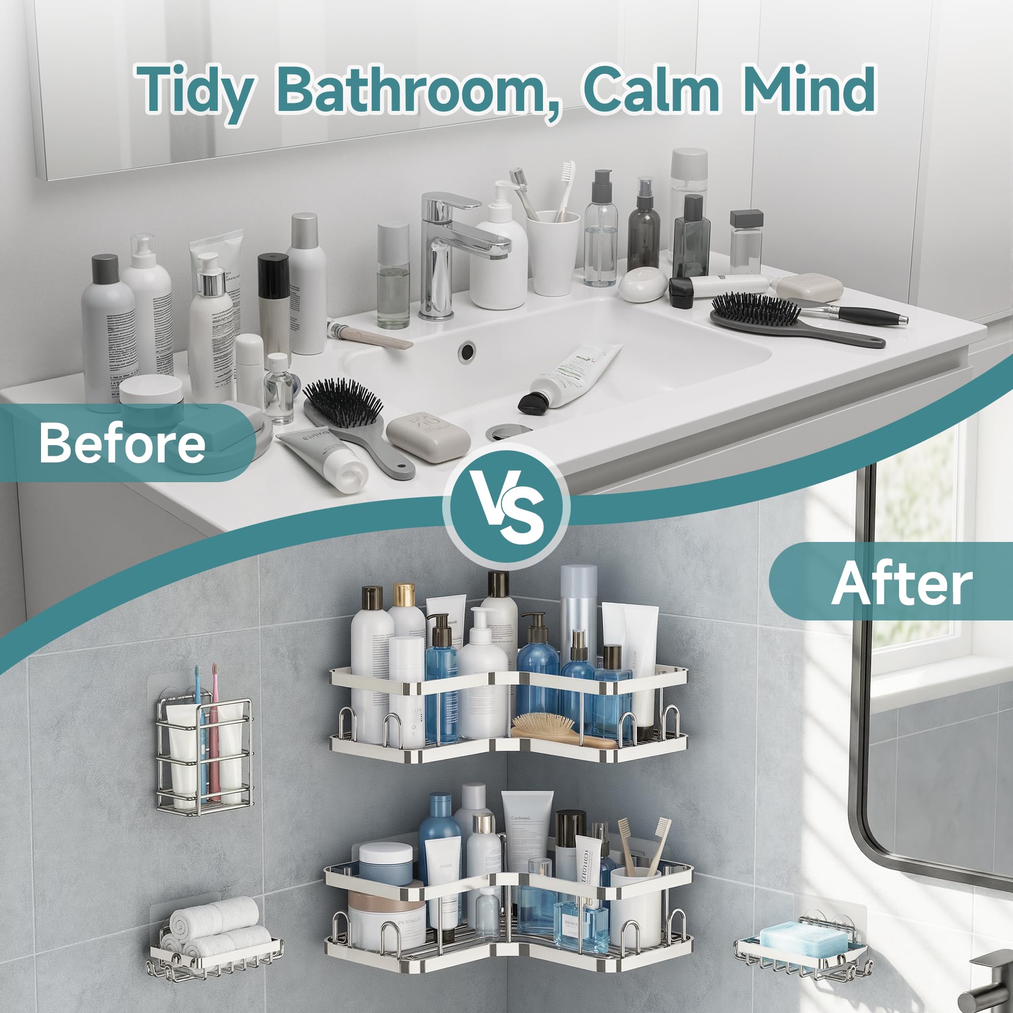 Veken kitchen and bath organizer fits compact spaces with order.
