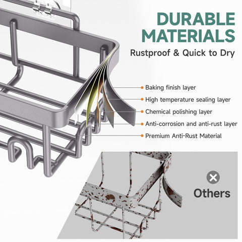 Veken large capacity caddy in bathroom showing ample storage for products.