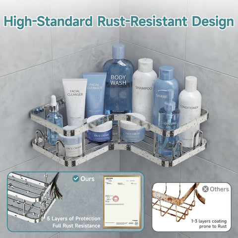 Veken no-drilling adhesive shelves enable damage-free wall mounting.