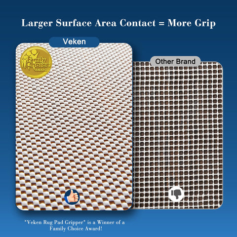 Veken non-slip circle rug pad close-up with grip pattern prevents slipping.