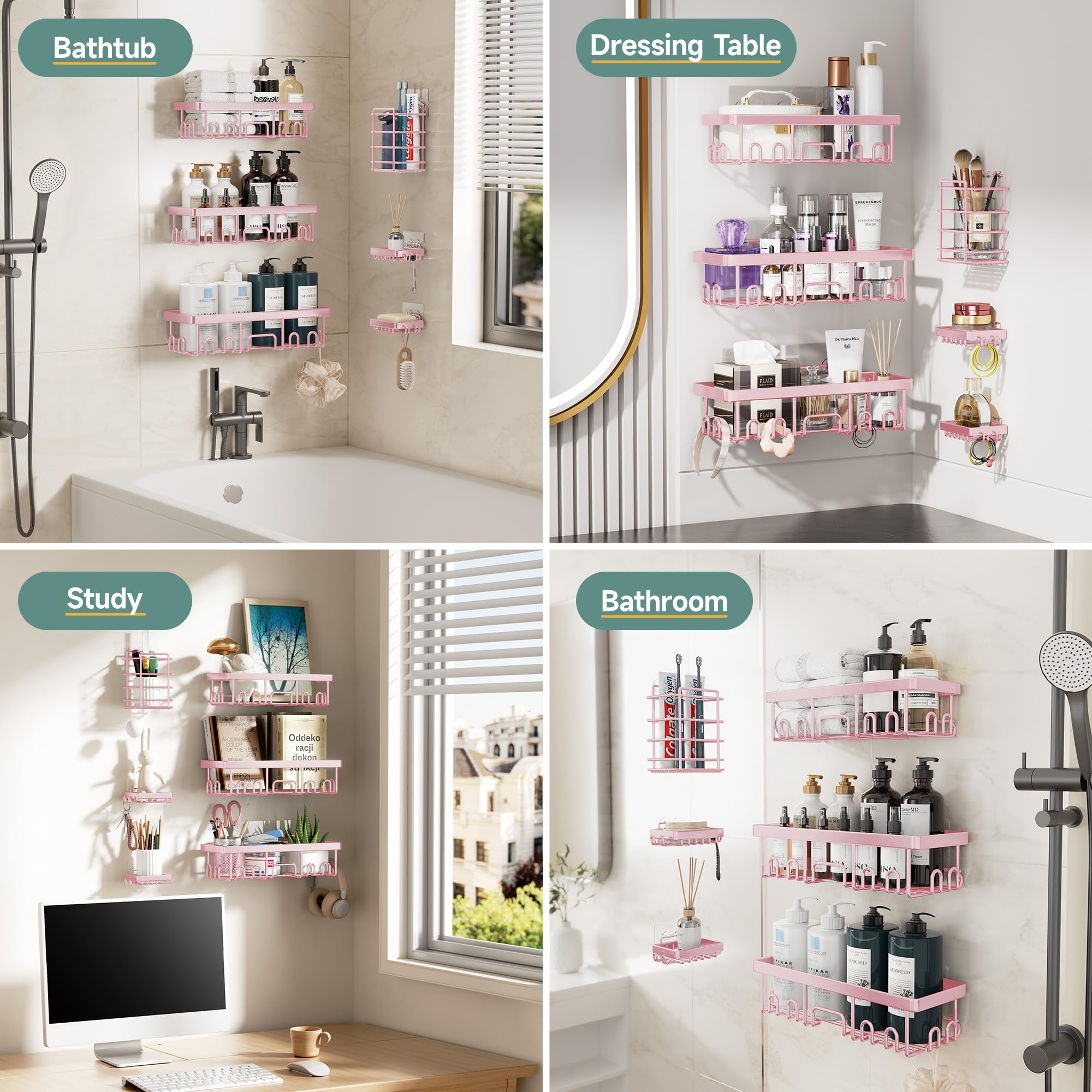 Veken pink finish adds a soft accent to modern showers.