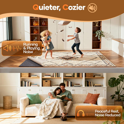 Eco-friendly, odorless materials used in Veken rug pad.