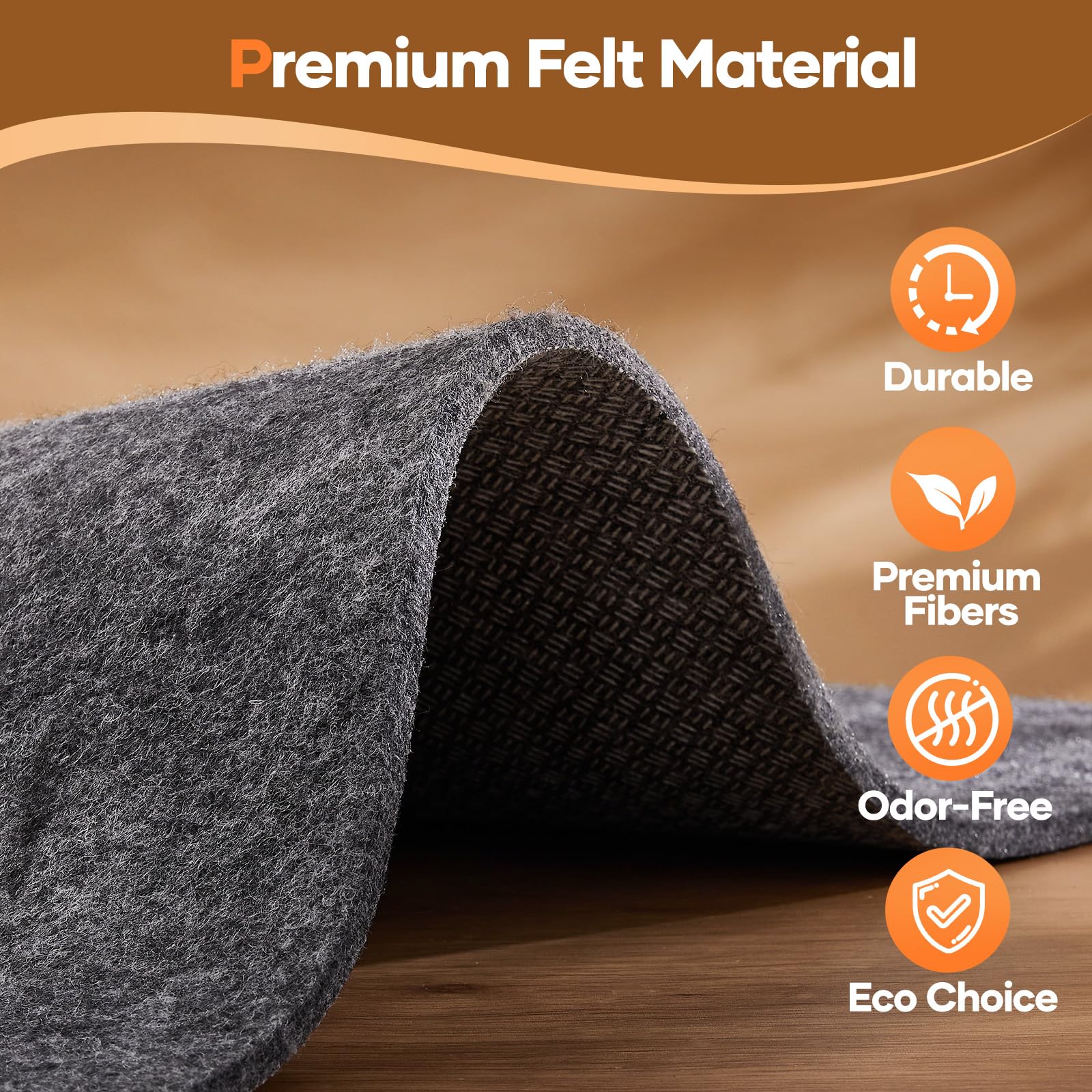 Veken rug pad protecting hardwood floor from scratches and wear.