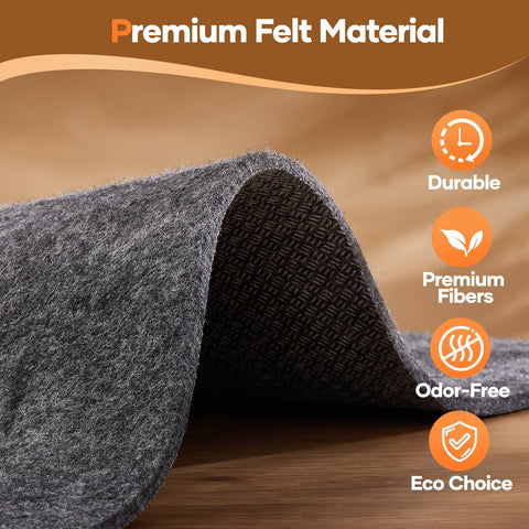Veken rug pad protecting hardwood floor from scratches and wear.