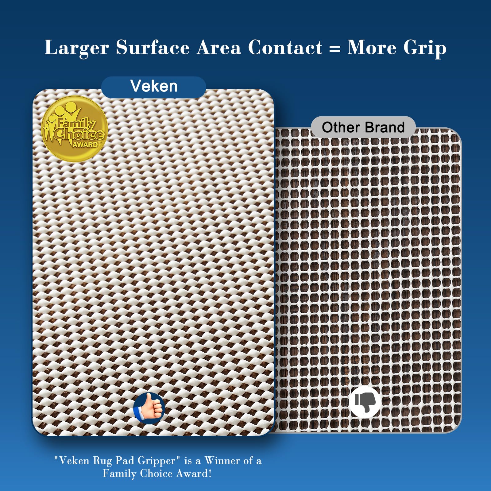 Veken rug pad gripper on tile floor enhances rug grip and surface protection