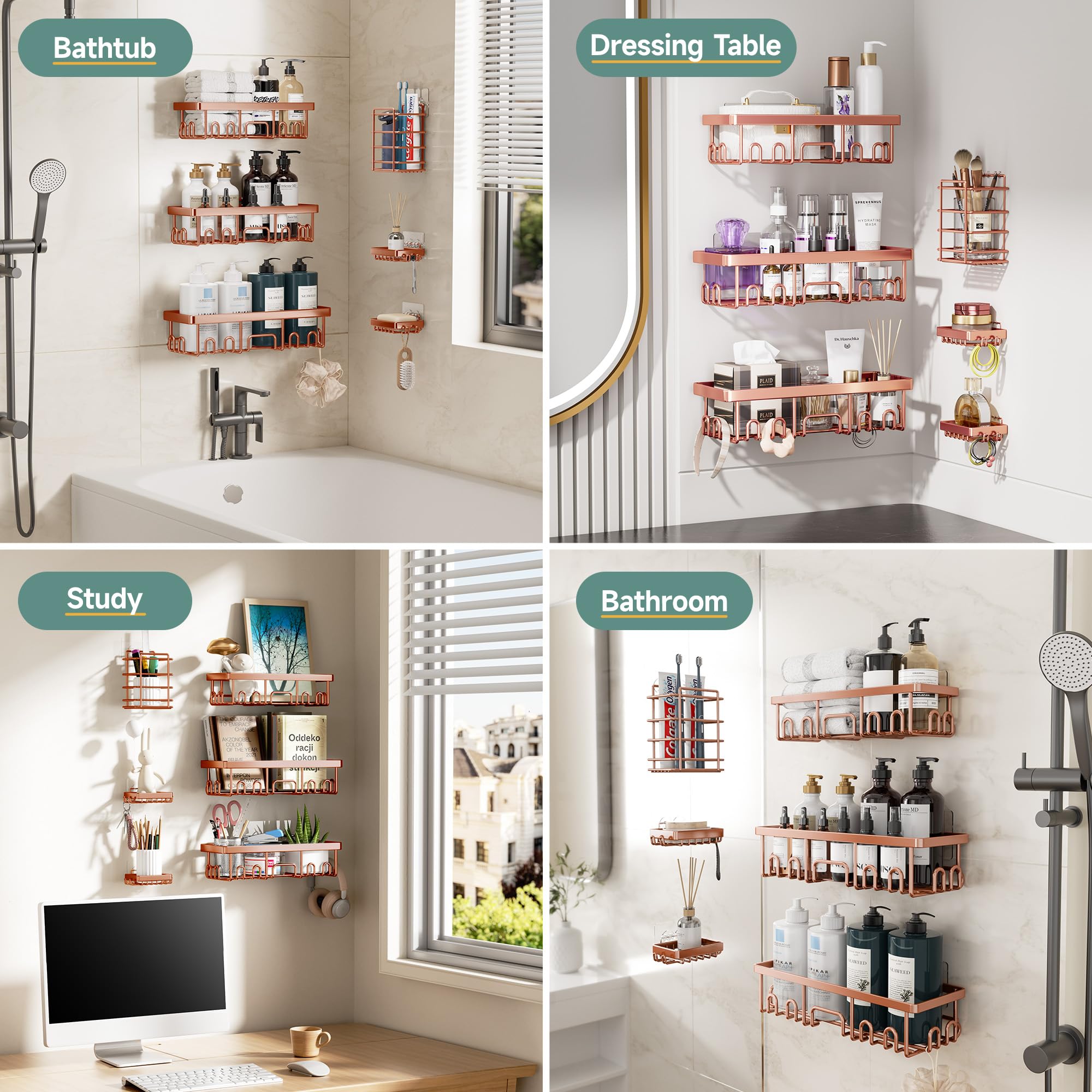 Veken rustproof build endures damp bathroom environments.