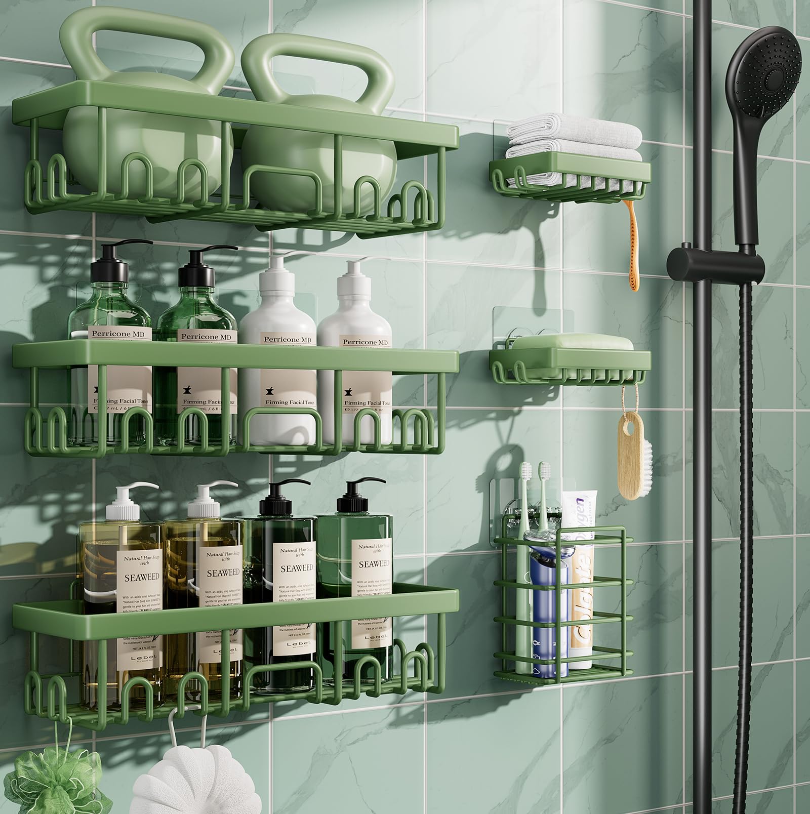 Veken rustproof shower caddy 6-pack keeps shampoos organized and within reach