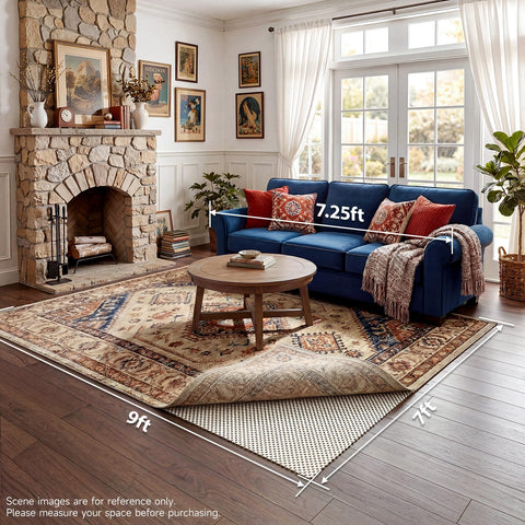 Veken rug pad safety note avoids vinyl surfaces to prevent damage.