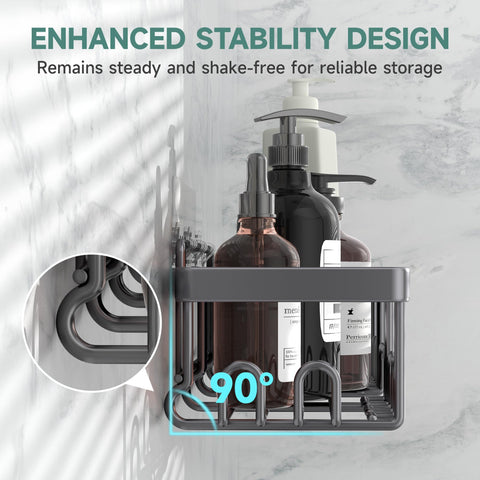 Veken large compartment shower caddy holds tall bottles for easy reach during showers
