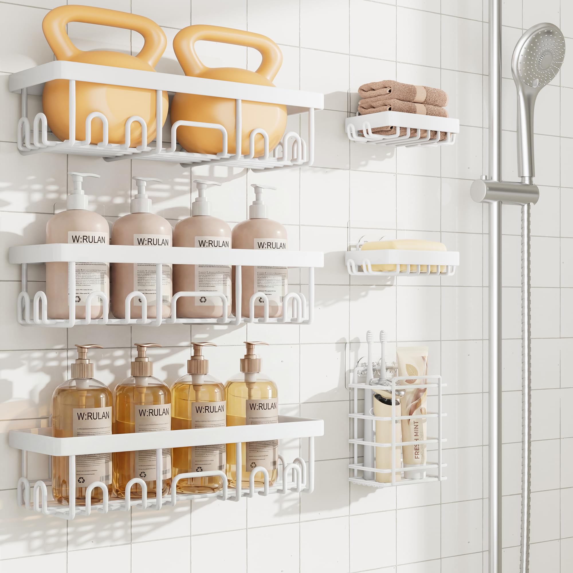 Veken shower caddy, large, organizes shampoos and conditioners for easy access.