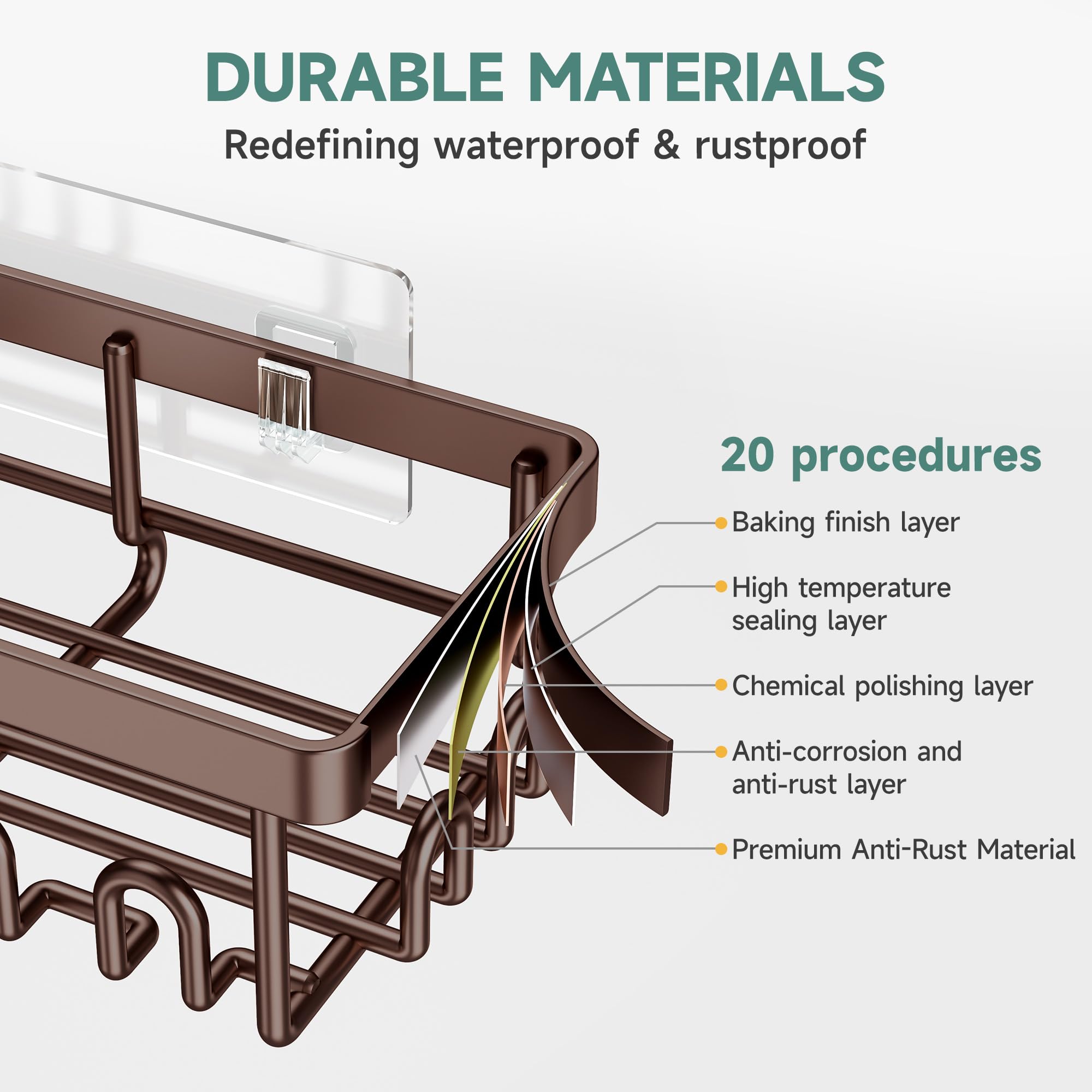 Veken small shower caddy fits tight spaces for daily essentials