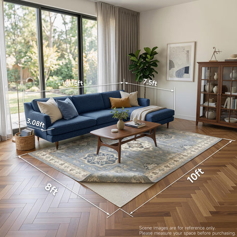 Veken floor-safe pad creates soft underfoot feel with extra rug stability.
