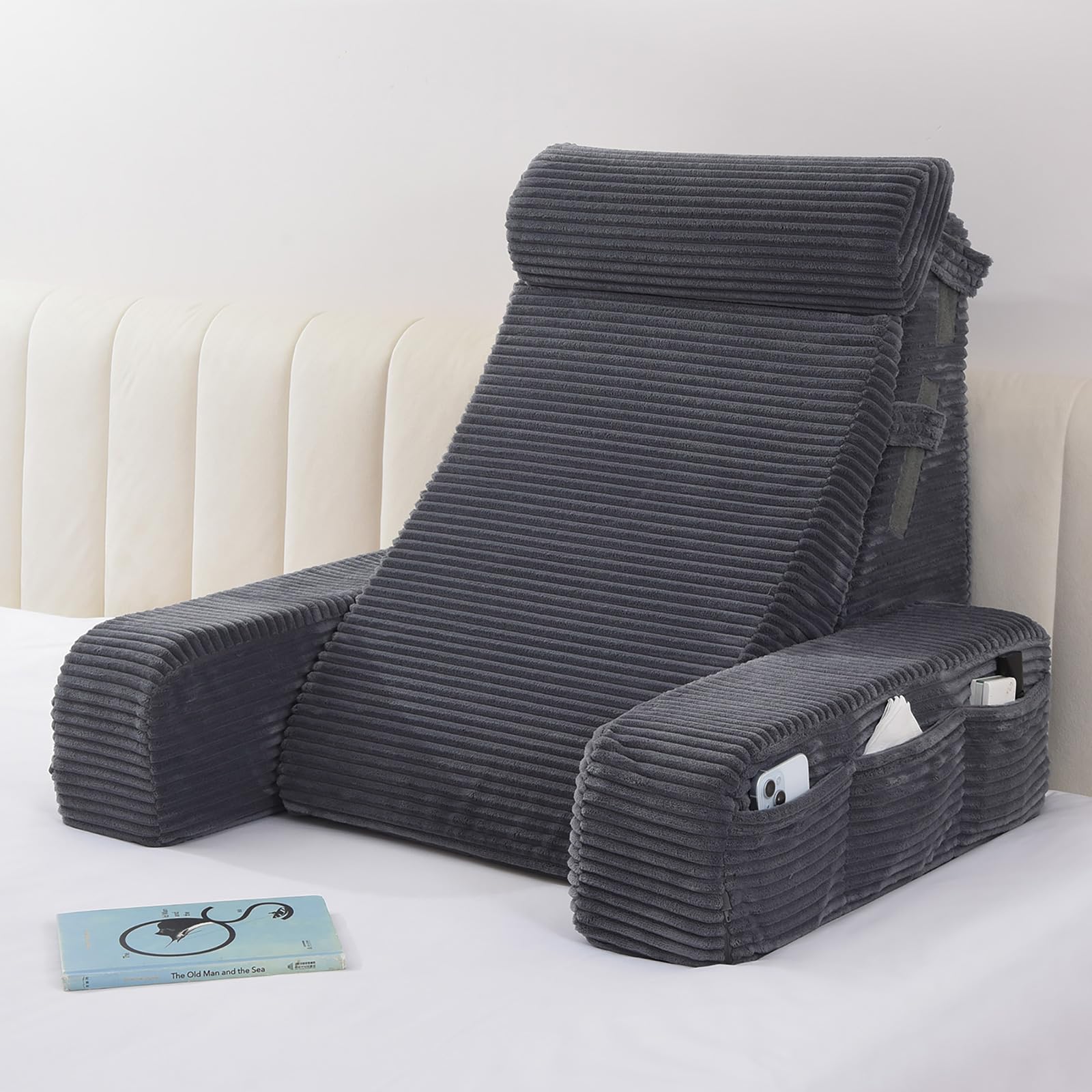 Vekkia adjustable reading pillow angle-setup supports upright reading and relaxed lounging.