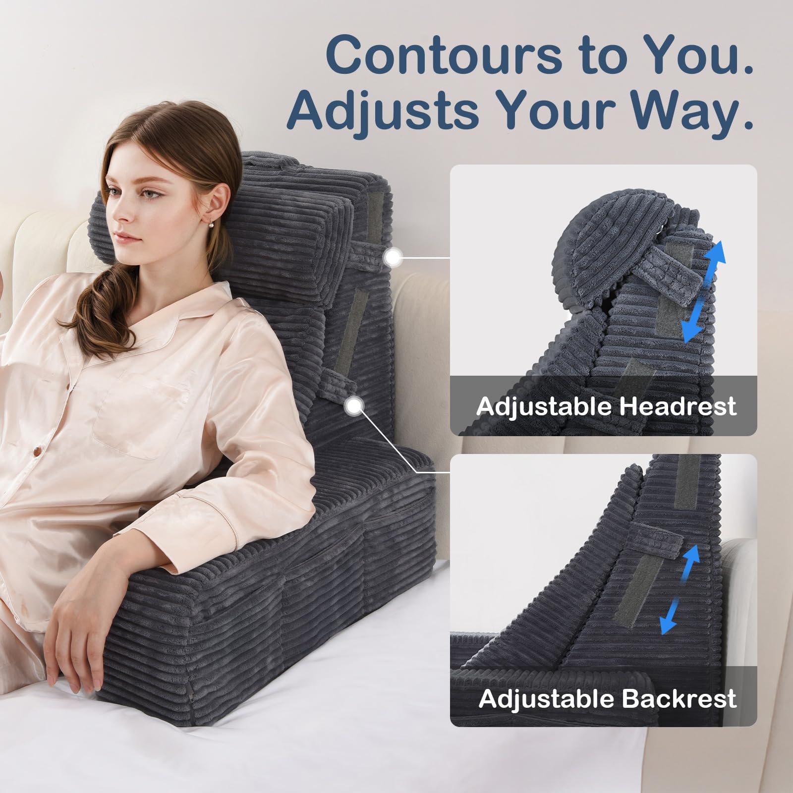 Vekkia backrest removable leg pillow offers versatile leg and neck support.