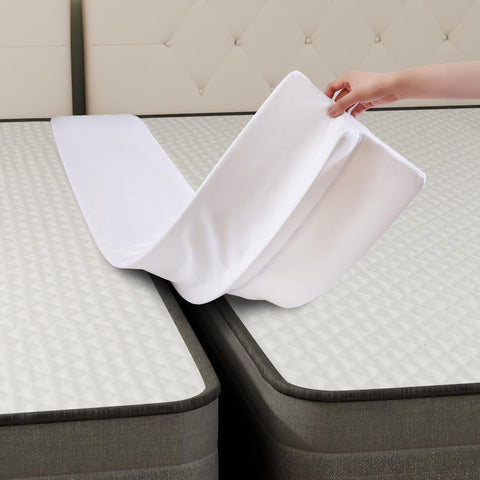 Vekkia bed bridge with 12-inch T-shaped design fills gaps for seamless twin-to-king setups.