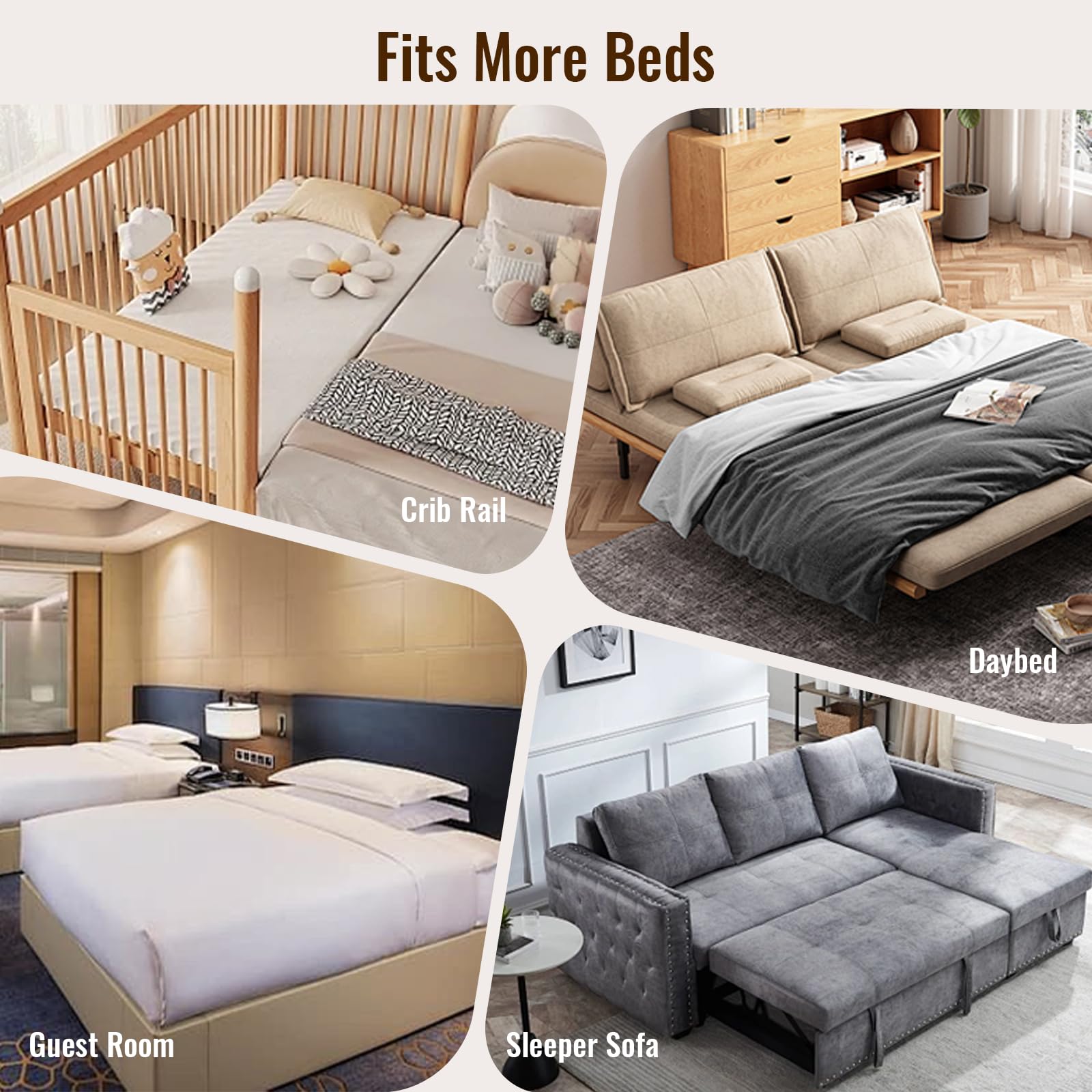 Vekkia fits twin to king beds, including split kings and guest rooms.