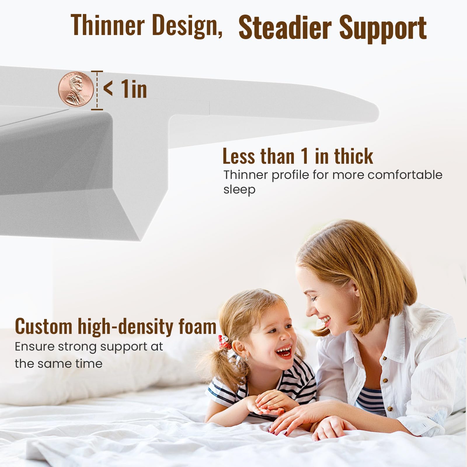 Vekkia high-density foam core resists sagging for durable support.