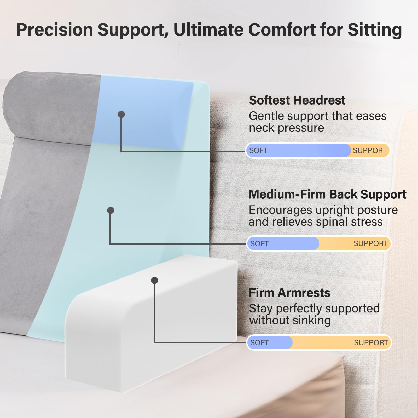 Vekkia adjustable neck headrest aligns posture for neck comfort.