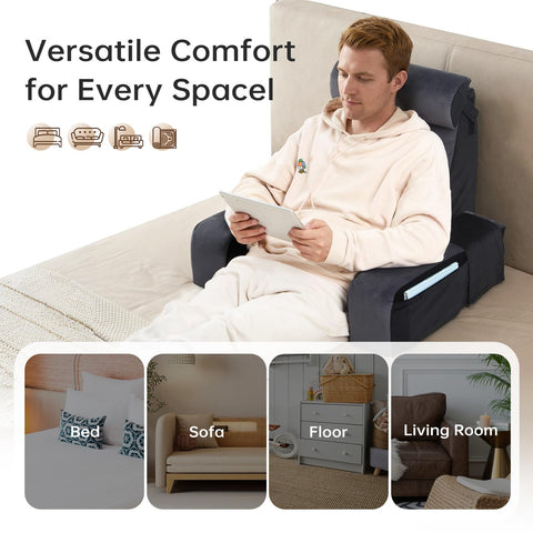Vekkia reading pillow suited for bed, couch, or dorm study setups.