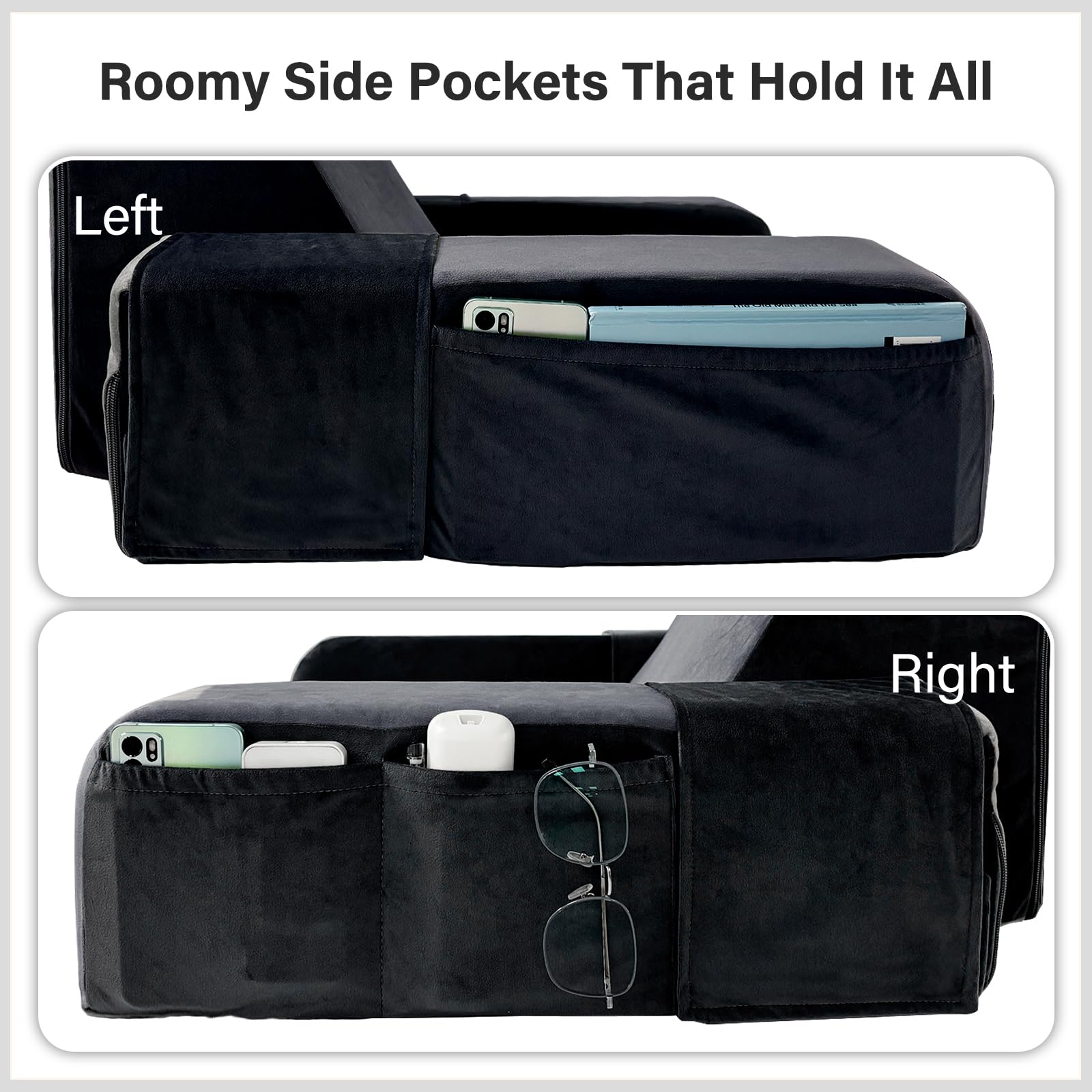 Vekkia reading pillow built-in handle enables easy portability.
