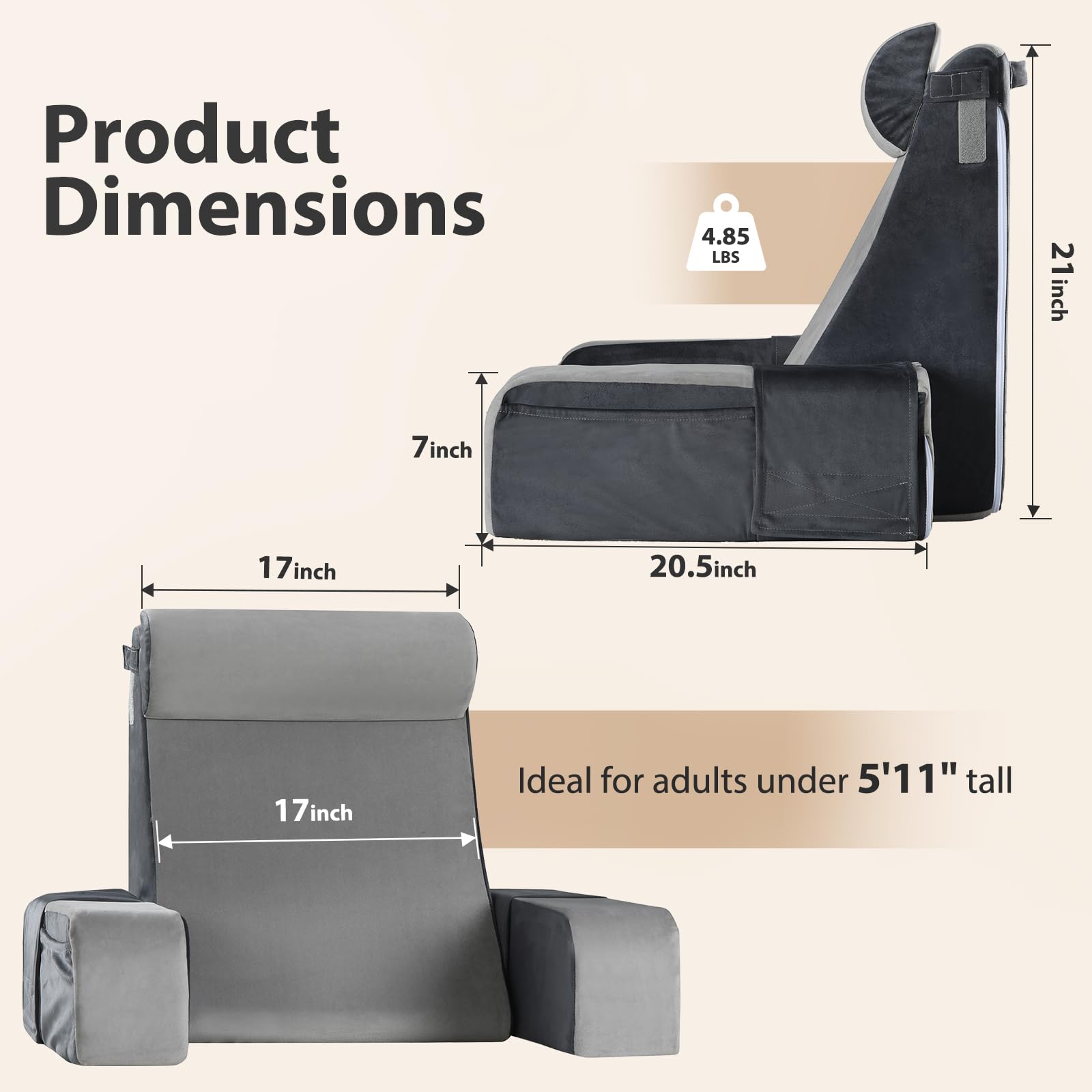 Vekkia built-in handle makes transporting the pillow simple.