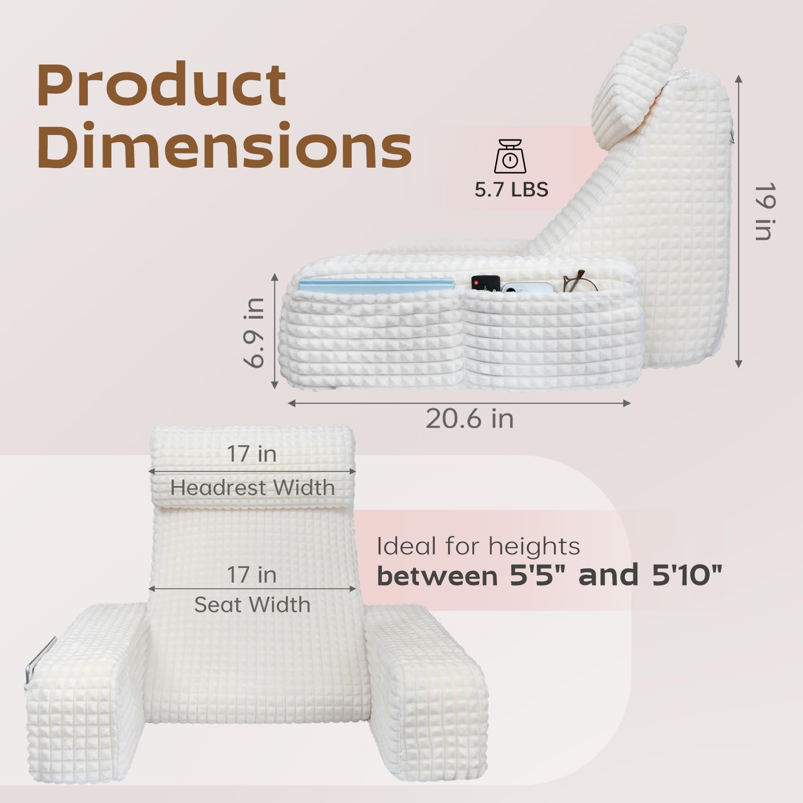 Vekkia Reading Pillow durable structure supports everyday lounging.