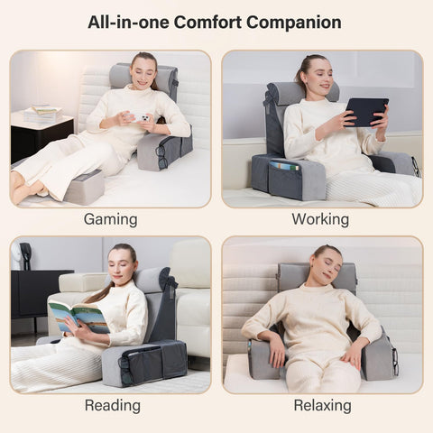 Vekkia pillow with removable armrests offers customizable cushioning.